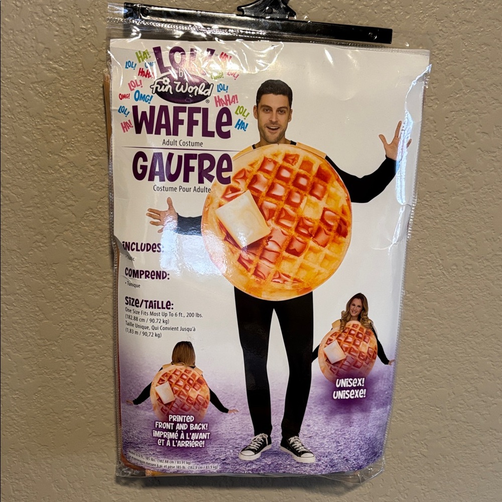 Waffle Adult Costume with Syrup and Butter
